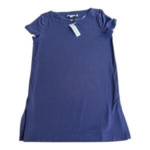 CHICO'S TRAVELER'S KNIT TUNIC LIGHTWEIGHT NAVY BLUE CAP SLEEVES  NWT SZ M